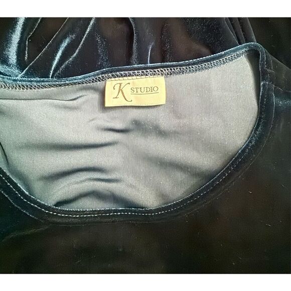 K Studio Velvet Tunic & Skirt Set Sz. 14 Teal Flattering Confortable - Picture 13 of 14